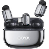 Boya Mini 2 02 (type C) Wireless Lavalier Microphones For Iphone 15/16/17 & Android, Ai Noise Cancellation, App Control, 30h Battery Life With Charging Case, Lapel Microphone Wireless For Video Recording Vlogging , Silver