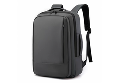 New Backpack Laptop Simple Business Travel Oxford Cloth Waterproof Expandable Size Multi-Section & USB Power Charger Extension Up to 17" Laptop Size - Grey