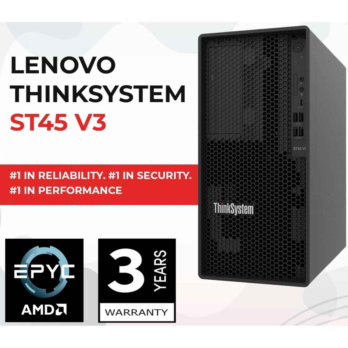 Lenovo Thinksystem St45 V3 Amd Epyc 4344p Up To 5.3ghz 8 Cores W/ 32gb Ddr5 Memory & 2x 2tb Hdd Lenovo Enterprise Ssd