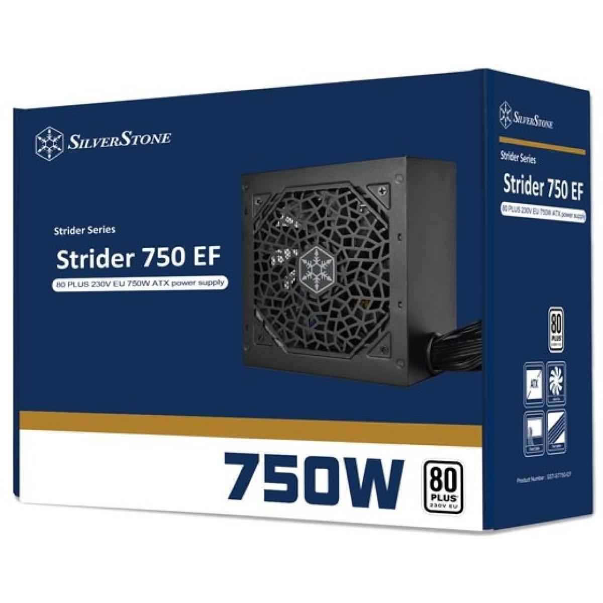 SilverStone Strider 750 EF 230V EU 750W ATX (PS2) 80 Plus White Performance Power Supply w/ Silent 120mm fan | SST-ST750-EF |