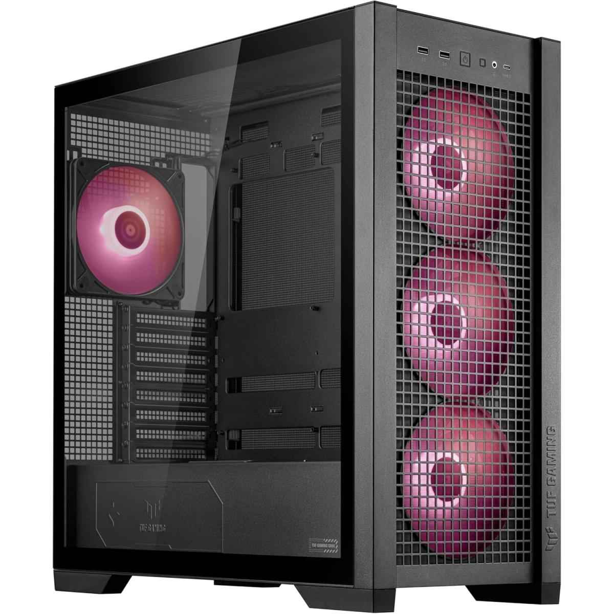 Asus Tuf Gaming Gt302 Argb Mid Tower Case 4x 140mm Argb Fans High Airflow & Static Pressure Interchangeable Side Panel Hidden Conneor Support Black