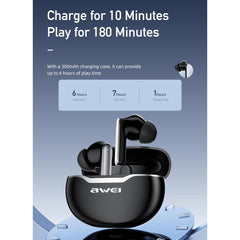 Awei T50 ENC Wireless Headphones 4 Mic Bluetooth TWS Headset HIFI Headphone Touch Control Low Latency Mode ENC Call Earbuds
