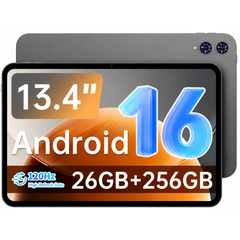 TECLAST T65 (2025) Large 13.4" 120hz Android 16 WIFI & LTE Tablet (256GB Storage / 6GB + 20GB Shared Memory) 10000mAh Battery , Gray