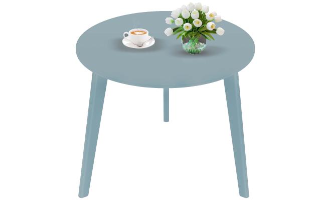 Sinwant Bamboo Round Side Table (white\blue)