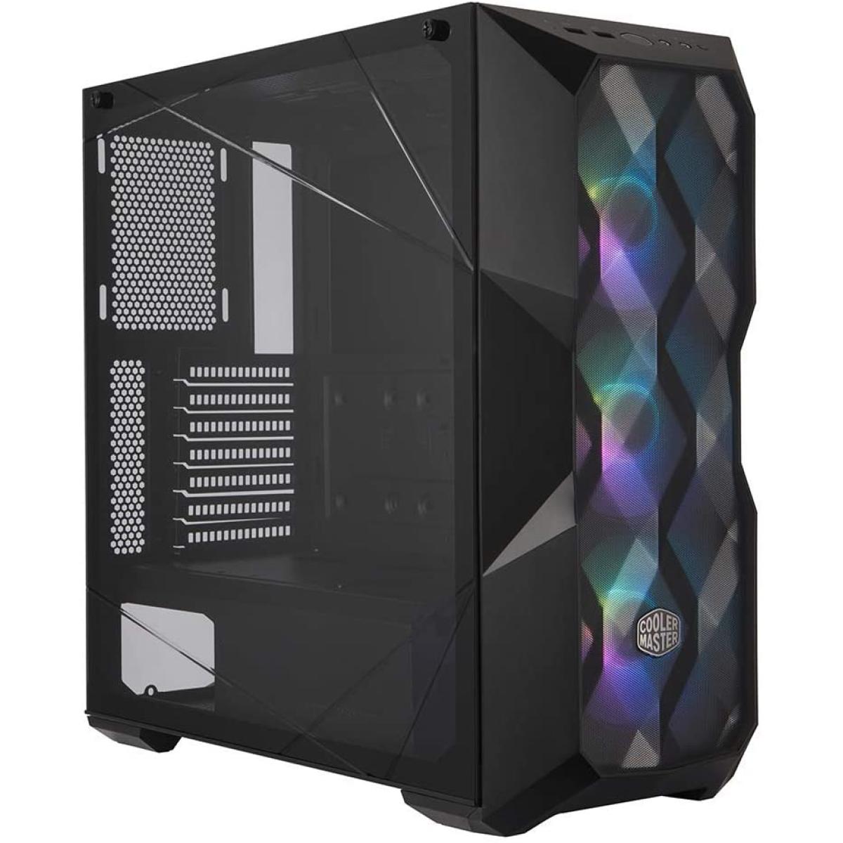 Cooler Master Masterbox Td500 Mesh Airflow Polygonal Mesh Front Panel Crystalline Tempered Glass 3x120mm Argb Lighting Fans Black