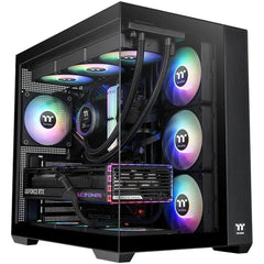Thermaltake View 380 Tg Atx 4x120mm Argb Fans Supports Hidden Conneor Motherboard Front & Side Dual Tempered Glass Panel Black
