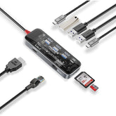 Promate Transhub Go Usb C™ Hub 9 In 1 Multi Display Media Hub 4k@60hz Hdmi 1000mbps Lan 2x Usb A 5gbps Ports 100w Usb C™ Power Delivery - CompuMe