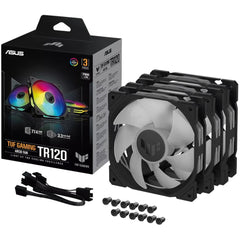 Asus Tuf Gaming Tr120 Argb Fan 3pin Double Layer Led 2000rpm 3.3mm H2o 77.4 Cfm 16 Individually Addressable Rgb Leds 3 Pack Black