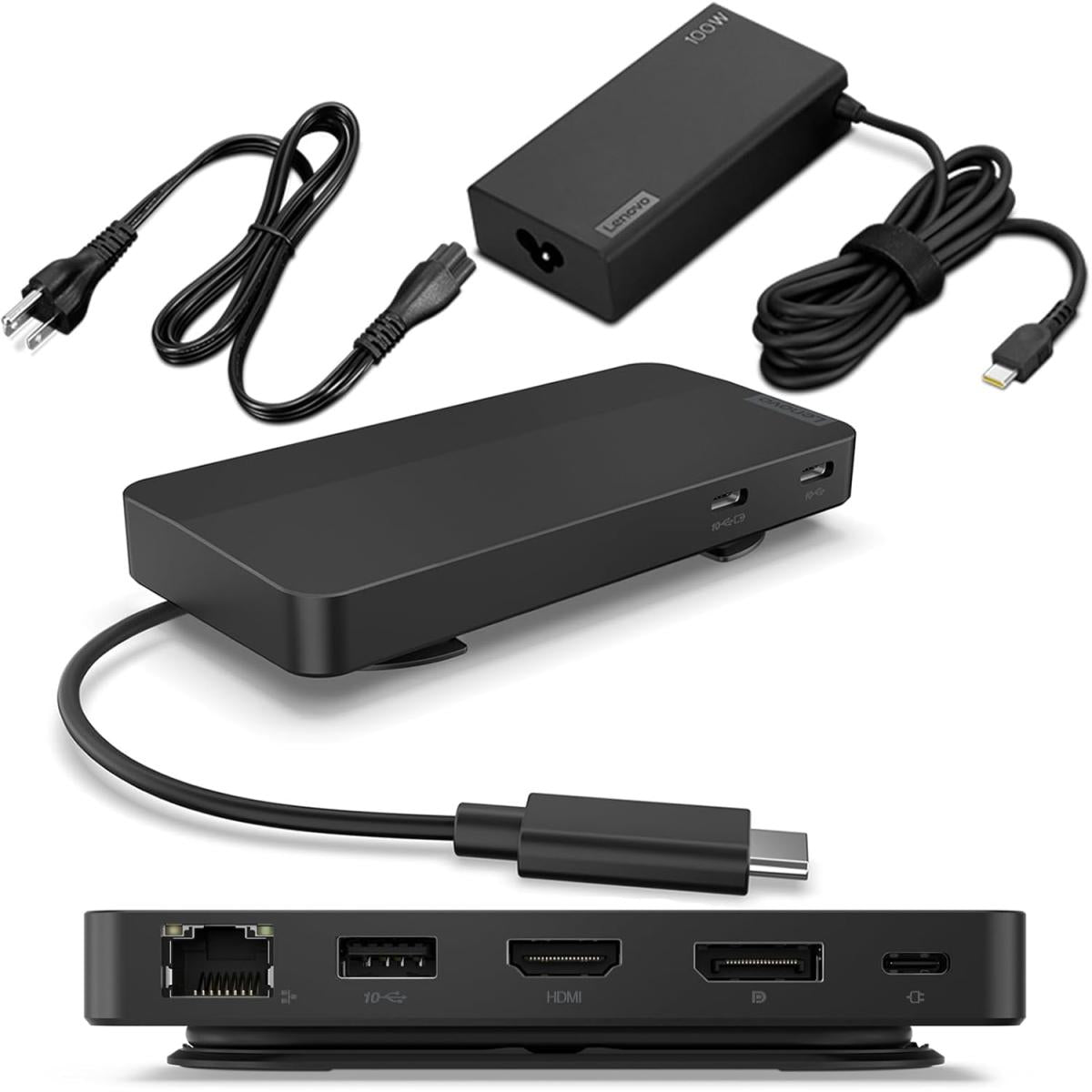 Lenovo Usb C Dual Display Travel Dock (1 Dp 1.4 & 1 Hdmi 2.0) Up To 65w Charging For Laptop (100w Power Adapter Included) Support Dual 4k Display Lenovo Usb C Dual Display Travel Dock (1 Dp 1.4 & 1 Hdmi 2.0) Up To 65w Charging For Laptop (100w Power Adapter Included) Support Dual 4k Display