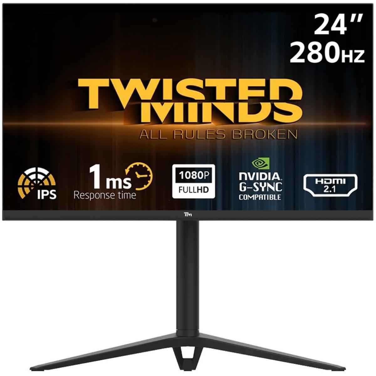 TwistedMinds 24.5" FHD Flat Gaming Monitor, Fast IPS, 280Hz, 1ms MPRT, Console Ready HDMI 2.1, HDR 100, Nvidia G-SYNC & AMD-SYNC w/ RGB Lights | TM24FHD280IPS |