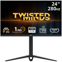 Twisted Minds 24.5" FHD Flat Gaming Monitor, Fast IPS, 280Hz, 1ms MPRT, Console Ready HDMI 2.1, HDR 100, Nvidia G-SYNC & AMD-SYNC w/ RGB Lights | TM24FHD280IPS |
