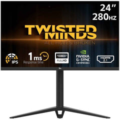 TwistedMinds 24.5" FHD Flat Gaming Monitor, Fast IPS, 280Hz, 1ms MPRT, Console Ready HDMI 2.1, HDR 100, Nvidia G-SYNC & AMD-SYNC w/ RGB Lights | TM24FHD280IPS |