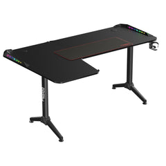 Twisted Minds WARRIOR L Shaped Gaming Desk RGB (Left) Black, P2 Carbon Fiber, Cable Management Features, Up To 80kg, RGB Lighting (160CM X 100CM X 75CM) | WARRIOR L - BLACK |