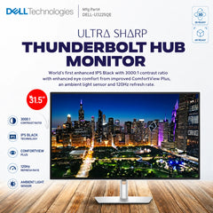 Dell UltraSharp 32 U3225QE Thunderbolt 4 Hub Monitor, 32" IPS Display, 4K UHD Resolution, 120Hz Refresh Rate, 5ms (GtG Fast) Response Time, Adjustable Stand, 1.07b Color Display | U3225QE