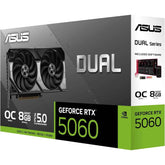 Asus Dual Geforce Rtx 5060 Oc Edition Graphics Card, Dual Rtx5060 O8g, 8gb Gddr7 128 Bit Memory, 2565 Mhz Boost Clock, 28 Gbps Memory Speed, 3840 Cuda Cores, Pci Express 5.0
