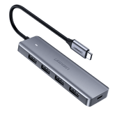 UGREEN 80657 USB 3.0 4-Port Hub – 5Gbps, 1m Cable, Black