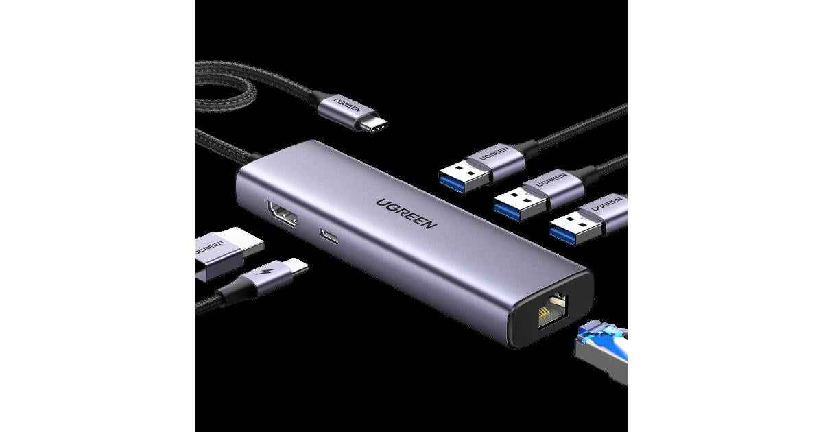 UGREEN Revodok 6 - in - 1 USB - C Hub with 4K HDMI & Gigabit Ethernet Adapter
