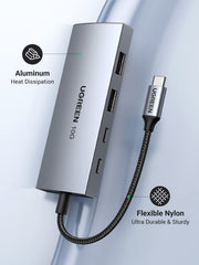 UGREEN 4-Port USB-C Hub – USB 3.2 10Gbps, 2x USB-C & 2x USB-A, Aluminum