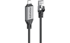 Promate Clink-RJ45 Ultra-Fast Ethernet to USB-C Adapter Cable with 1000Mbps RJ45 Input 5M Tangle-Free Cable Seamless USB-C 3.2 Output for High-Speed Internet