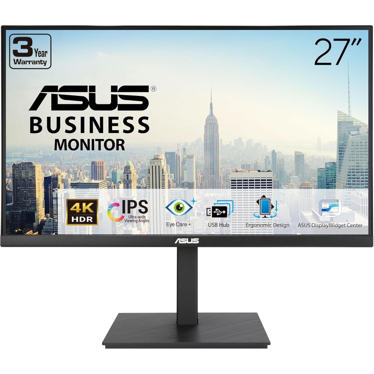Asus Va27uqsb 27” Ips Uhd 4k Business Class Frameless Hdr10 Eye Care Full Adjustable Stand W/ Display Port 2x Hdmi & Speakers Asus Va27uqsb 27” Ips Uhd 4k Business Class Frameless Hdr10 Eye Care Full Adjustable Stand W/ Display Port 2x Hdmi & Speakers