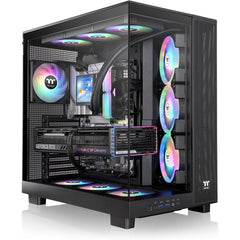 Thermaltake View 380 XL TG ARGB Mid Tower PC Case, 4x 120mm aRGB Lite Pre-Installed Fans, Up to 360mm Radiator & 10x Fan Support, USB Type-C x1, USB 3.0 x2, HD Audio, Black