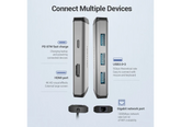 Vention Type‑C Multifunctional Adapter – HDMI 4K UHD, 3× USB 3.0, Gigabit Ethernet, 87W PD Fast Charge, 0.15m Cable, Gray Metal Housing