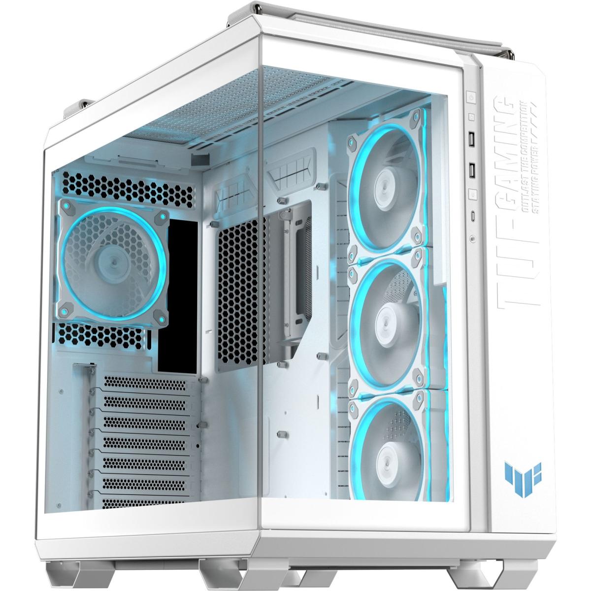 Asus Tuf Gt502 Horizon Argb Dual Chamber Design Independent Cooling Zones For The Cpu & Gpu W/ Pre Installed 4 Argb Fans White