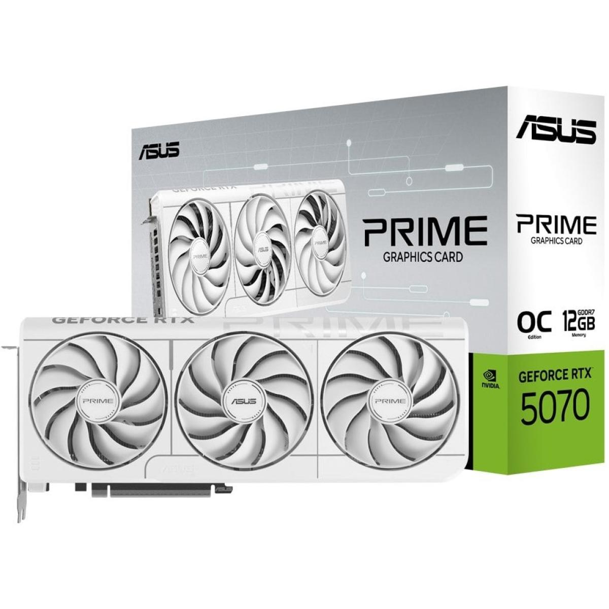Asus The Prime Geforce Rtx™ 5070 Oc Edition 12gb Gddr7 Graphics Card (pcie® 5.0, 12gb Gddr7, Hdmi®/dp 2.1, 2.5 Slot, Axial Tech Fans, Dual Bios) , White - CompuMe Asus The Prime Geforce Rtx™ 5070 Oc Edition 12gb Gddr7 Graphics Card (pcie® 5.0, 12gb Gddr7, Hdmi®/dp 2.1, 2.5 Slot, Axial Tech Fans, Dual Bios) , White - CompuMe