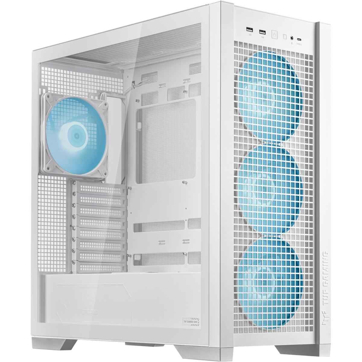 Asus Tuf Gaming Gt302 Argb Mid Tower Case 4x 140mm Argb Fans High Airflow & Static Pressure Interchangeable Side Panel Hidden Conneor Support White