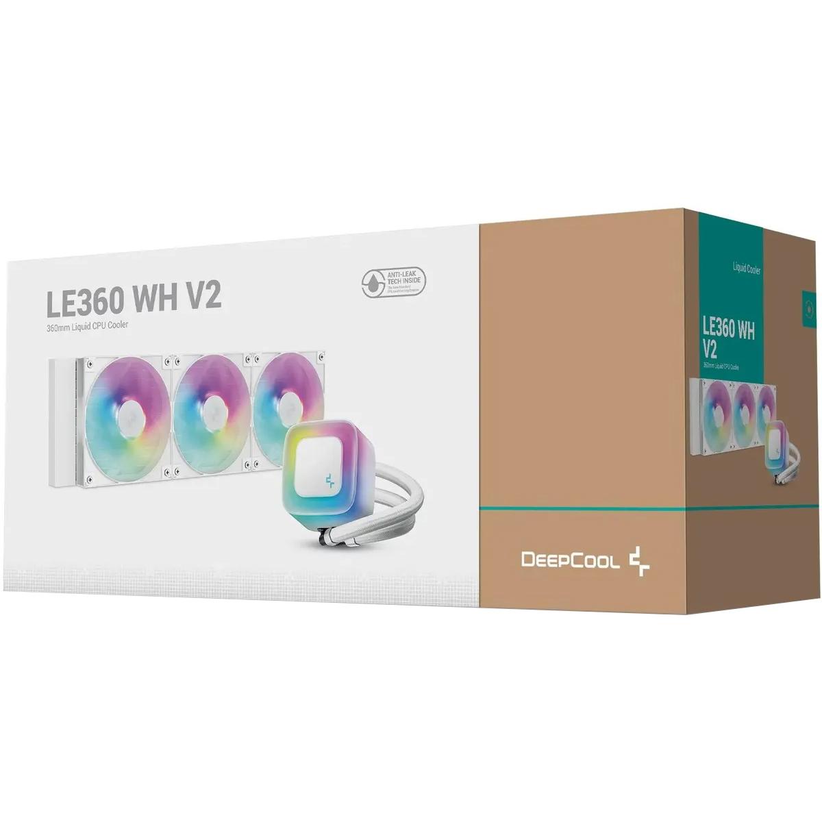 Deepcool Le360 V2 Liquid Cpu Cooler, 360mm Radiator, 3x 120mm Pre Installed Argb Fan, 2100 Rpm Fan Speed, 75.89 Cfm Fan Airflow, Hydro Bearing Type, Anti Leak Technology, White - CompuMe Deepcool Le360 V2 Liquid Cpu Cooler, 360mm Radiator, 3x 120mm Pre Installed Argb Fan, 2100 Rpm Fan Speed, 75.89 Cfm Fan Airflow, Hydro Bearing Type, Anti Leak Technology, White - CompuMe