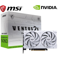 Msi Geforce Rtx 5060 Ventus 2x Oc 8gb Gddr7 128 Bit Memory, 2527 Mhz Boost Clock, 28 Gbps Memory Speed, 3840 Cuda Cores, Pci Express Gen 5 X16 , White