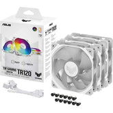 Asus Tuf Gaming Tr120 Argb Fan 3pin Double Layer Led 2000rpm 3.3mm H2o 77.4 Cfm 16 Individually Addressable Rgb Leds 3 Pack White