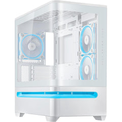 Asus Prime Ap202 Argb White Matx Pc Case With Fully Tempered Curved Glass, Supports Graphics Cards Up To 420mm Long, 360mm Long Radiators, Easy Detach Rail, Patented Slot Vent, 3 Built In Argb Fans