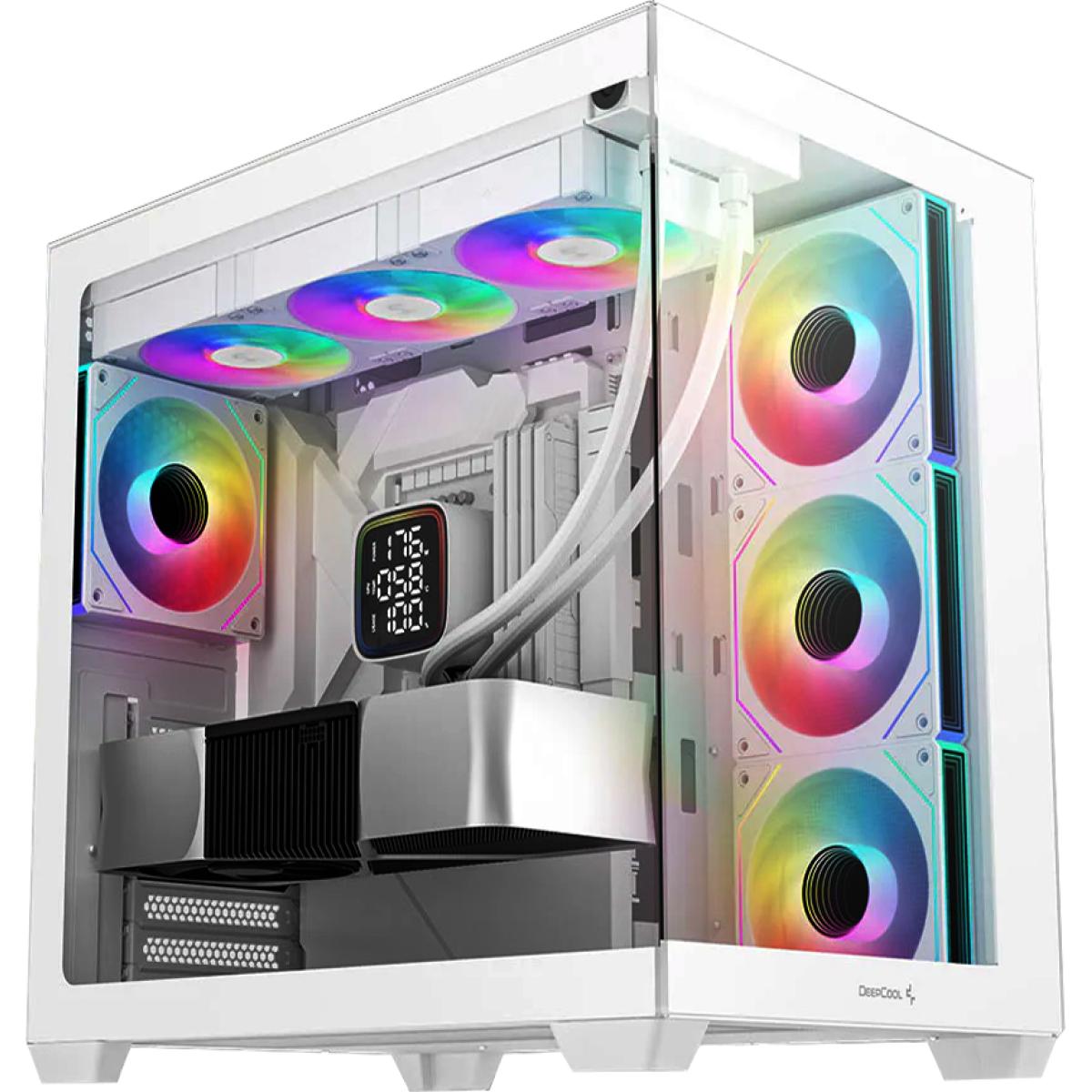 Deepcool Cg530 4f Panoramic Atx Mid Tower Case 4x Pre Installed Fans Dual Chamber, Support Back Conneors & Up To 2x 360mm +280mm Radiators, Front 2x Usb3.0 , White