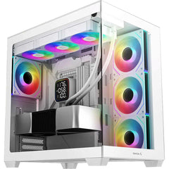DeepCool CG530 4F Panoramic ATX Mid-Tower Case 4x Pre Installed Fans Dual Chamber, Support Back Connectors & Up to 2x 360mm +280mm Radiators, Front 2x USB3.0 , White