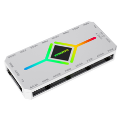GameMax V4 ARGB PWM 9-Port Fan HUB - White