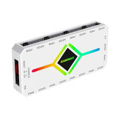 GameMax V4 ARGB PWM 9-Port Fan HUB - White