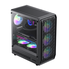 GAMEMAX Forge AB Black Tempered Glass USB3.0 and Type C Mid Tower 6 x ARGB Fans (Pre-Installed) ATX Gaming Case
