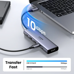 Ugreen 35999 Usb C 6 In1 Multiport Adapter 4k60hz 2*usb A 3.2+2*usb 3.2 C+pd 10gbps
