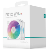 DeepCool FD12 ARGB 120mm Fan Speed: 400~2050 RPM Airflow: 63.6 CFMFan - Air Pressure: 2.56 mmAq - Fan Connector: 4-pin PWM Hydro Bearing, Pack of 3, White