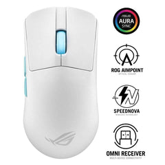 Asus P713 Rog Harpe Ace Aim Lab Edition Wireless Gaming Mouse, 88 Hour Battery Life, Speednova Technology, 36000 Dpi Sensor, 70m Click Durability, 1000hz Rolling Rate, White
