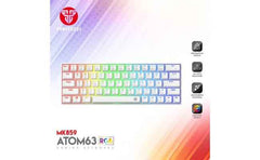 FANTECH ATOM63 MK859 WIRED RGB 60% Modular Mechanical Gaming Keyboard, Detachable Type-C, Blue Switch-White(عربي)
