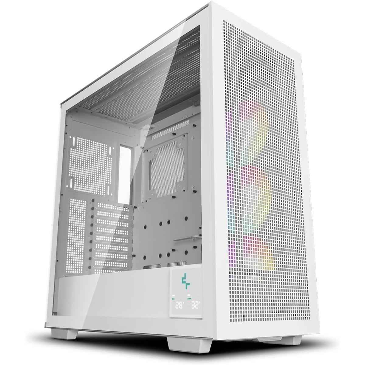 Deepcool Morpheus Atx+ Modular Airflow Housing W/ Vertical Mount & Gen 4 Riser Cable Tempered Glass 4x Trinity 140mm Argb Fans White