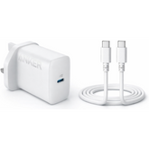 Anker Usb C Plug 20w Ultra Fast Wall Charger For Iphone, Ipad, Ipod And More (5 Ft Usb C To Usb C Cable Included) , White