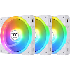 Thermaltake Swafan Ex 14 Argb Pc Cooling Fan 3x Fan Pack Up To 2000 Rpm Magnetic Conneion Reversable Blades Sync With Mb Rgb Software White - CompuMe