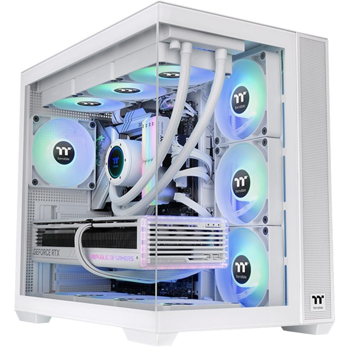 Thermaltake View 380 Tg Atx 4x120mm Argb Fans Supports Hidden Conneor Motherboard Front & Side Dual Tempered Glass Panel White