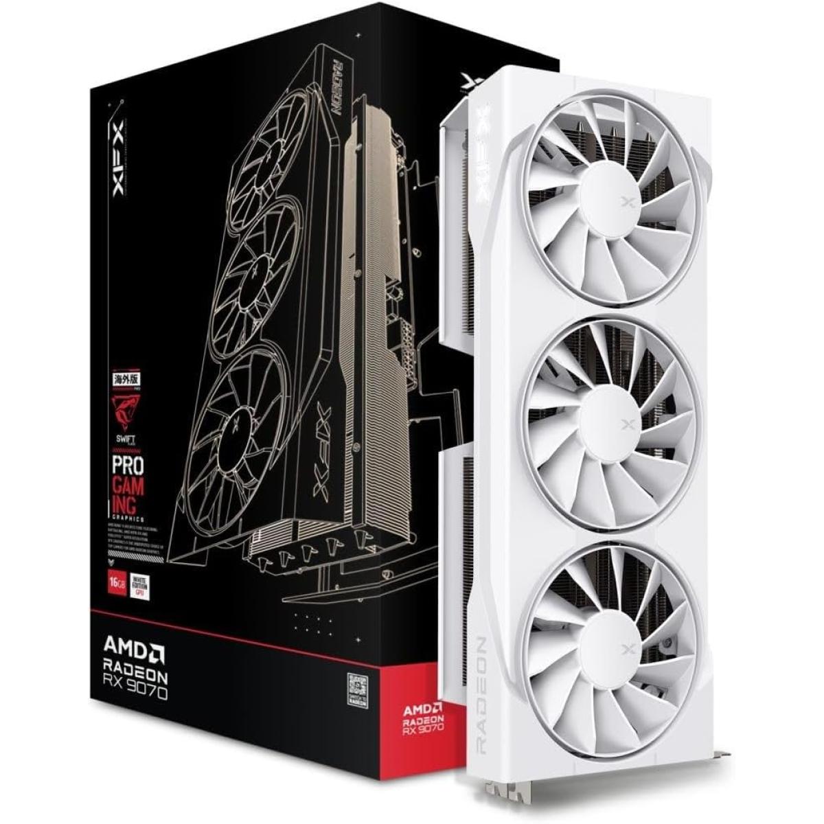Xfx Swift Amd Radeon Rx 9070 Oc Triple Fan Gaming Edition , 16gb Gddr6 256 Bit Memory, 2700 Mhz Boost Clock, 4096 Stream Processors, 20 Gbps Memory Speed, Pci Express 5.0 , White Xfx Swift Amd Radeon Rx 9070 Oc Triple Fan Gaming Edition , 16gb Gddr6 256 Bit Memory, 2700 Mhz Boost Clock, 4096 Stream Processors, 20 Gbps Memory Speed, Pci Express 5.0 , White