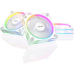 ASUS Prime MR120 aRGB Fan, 1600 RPM Fan Speed, 58 CFM Fan Airflow, Standard Blade, Dual-Sided Lighting, Sleeve Bearing, Triple Pack, White