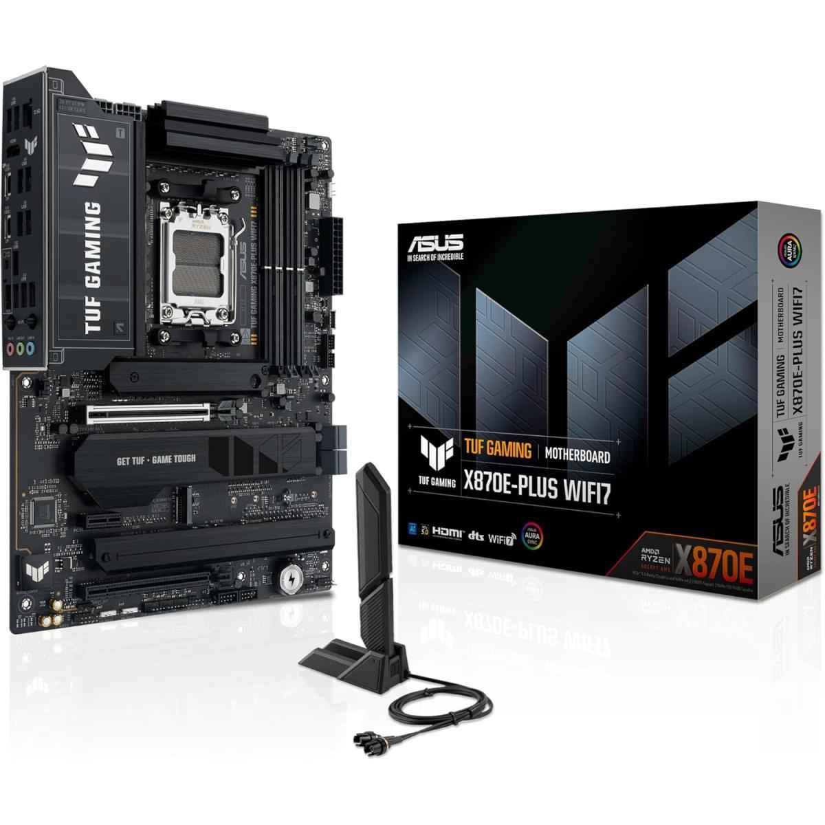Asus Tuf Gaming X870e Plus Wifi 7 Atx Am5 Motherboards, Amd X870e Chipset, 4x Dimm Ddr5 Slots, Up To 256gb Max Memory, 1x Pcie 5.0 X16 Safeslot & 4x M.2 Slots, Wi Fi 7 & Bt 5.4