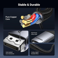 Ugreen 25491 Displayport 1.2 To Hdmi 2.0 4k 60hz Aluminum Braided Cable 3m